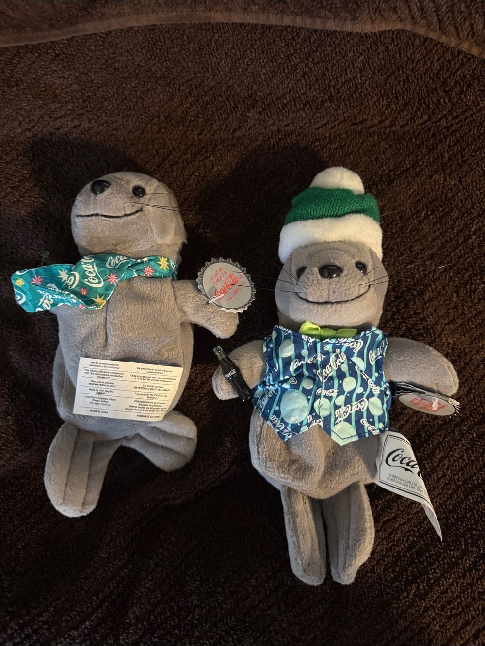 Coca-Cola Gray Plush Seal Duo